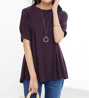 BELLUNA（ベルーナ）の「バックフレアーパフ袖プルオーバー（カットソー）」｜ワイン