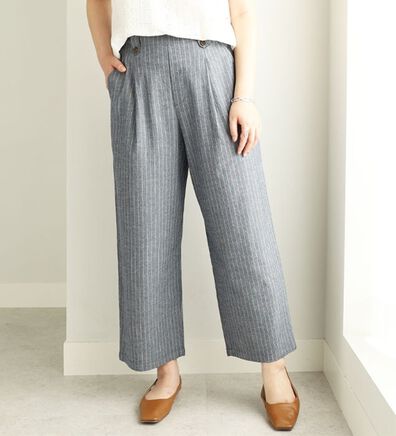 BELLUNA（ベルーナ）の「綿混素材タックワイドパンツ（ワイドパンツ・ガウチョ）」