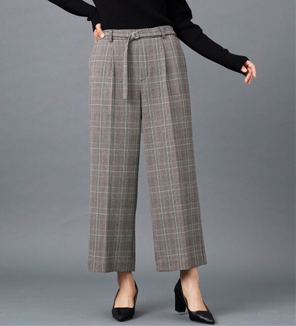 BELLUNA（ベルーナ）の「サマ見え（Ｗ）ベルト付ワイドパンツ（ワイドパンツ・ガウチョ）」｜詳細画像