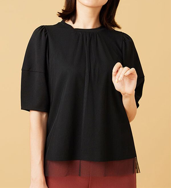 BELLUNA（ベルーナ）の「ランタンスリーブチュール重ねプルオーバー（カットソー）」｜詳細画像