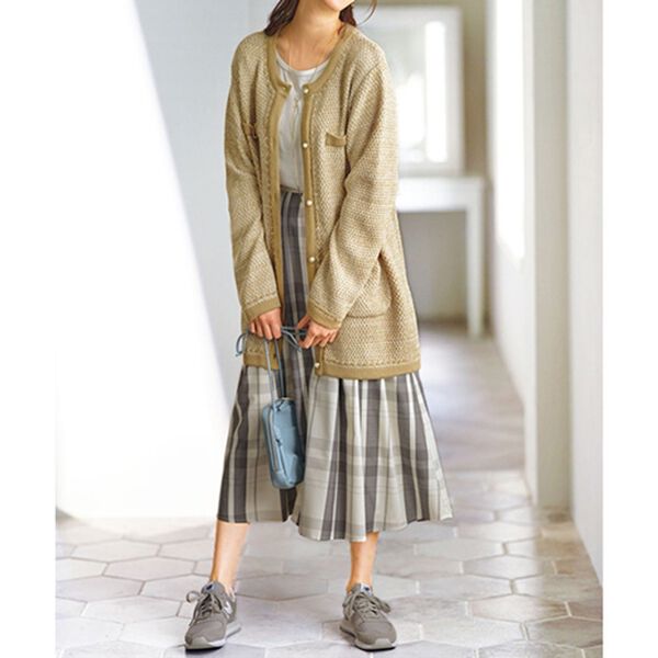 BELLUNA（ベルーナ）の「ＯＮでもＯＦＦでも着回せる！ツイード風ニットジャケット（その他ジャケット）」｜詳細画像