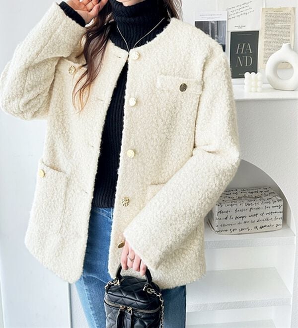 リングウールライク金ボタンジャケットコート - ベルーナ【公式】