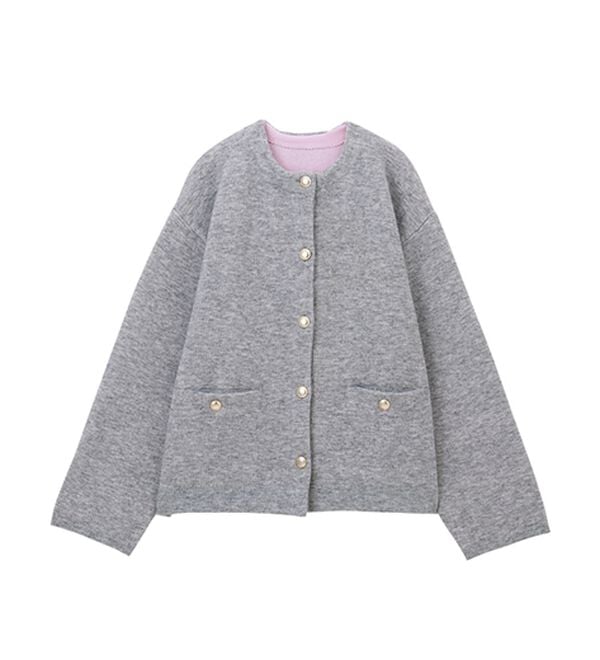 RANAN（ラナン）の「裏配色ゴールド調ボタンニットコーディガン（ニットカーディガン）」｜詳細画像