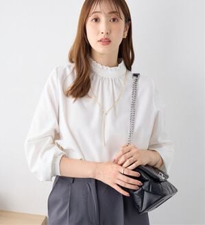 alotta（アロッタ）の「フリル衿ギャザーブラウス（ブラウス）」｜オフホワイト