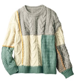 ルフラン（ルフラン）の「パッチワークのゆるニット（ニット・セーター）」｜グリーン系