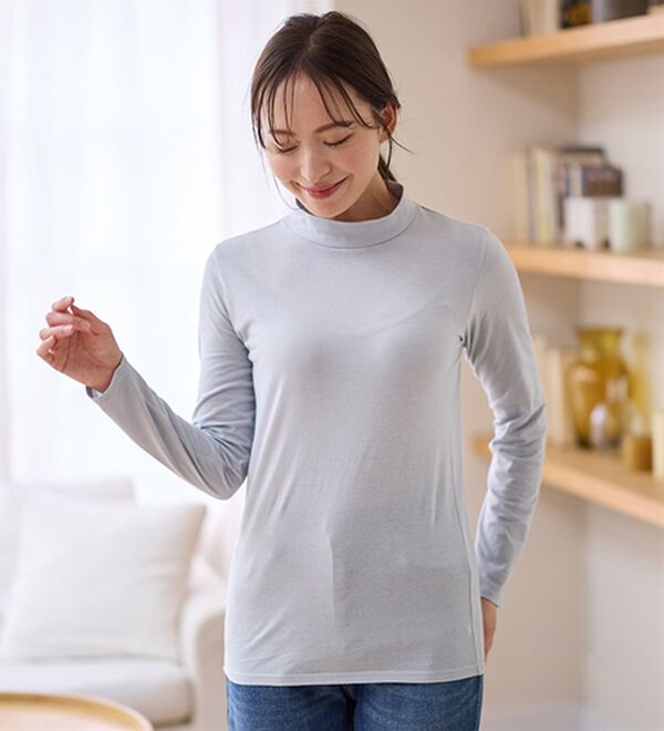 LAVIENNE（ラヴィエンヌ）の「【うす・軽・温】綿１００％吸湿発熱あったかタートルネックインナー（肌着・インナーウェア）」｜詳細画像