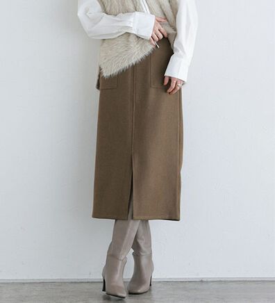 Pierrot（ピエロ）の「【選べる丈】ウールライクスリットロングスカート（ロングスカート）」