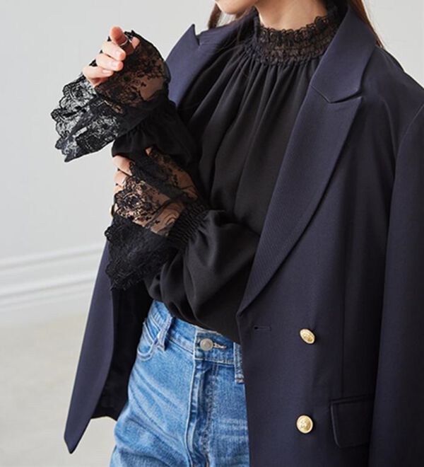 RANAN（ラナン）の「レースフリルプチハイネックブラウス（ブラウス）」｜詳細画像