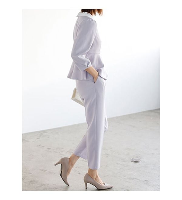 GeeRA（ジーラ）の「ミニ衿ペプラムデザインセットアップ（パンツスーツ）」｜詳細画像