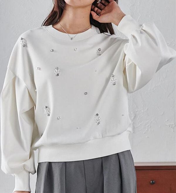 RANAN（ラナン）の「ビジュー使いボリューム袖プルオーバー（カットソー）」｜詳細画像