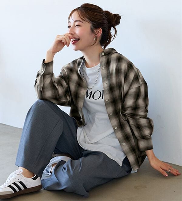 BELLUNA（ベルーナ）の「サラッと軽い！チェック柄シャツ（シャツ）」｜詳細画像