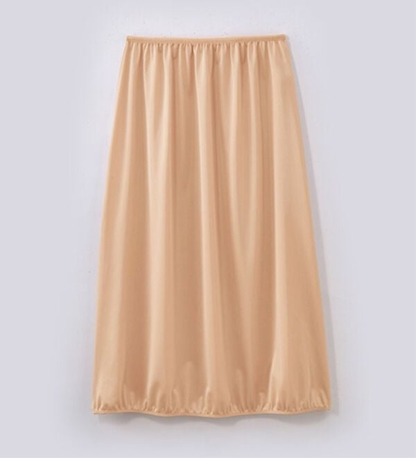 「【日本製】トイレの床に裾がつかないペチスカート　レギュラー６５ｃｍ丈（肌着・インナーウェア）」｜ベージュ