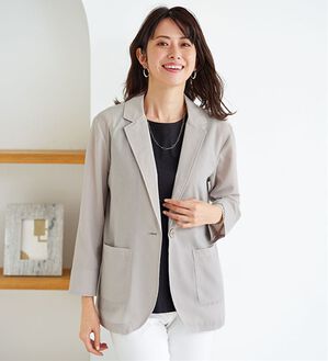 BELLUNA（ベルーナ）の「涼しげサッカー素材ウォッシャブルサマージャケット（その他ジャケット）」｜グレージュ