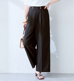 alotta（アロッタ）の「さら楽細見えワイドパンツ（ワイドパンツ・ガウチョ）」｜ブラック