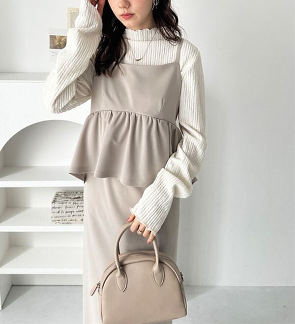 GeeRA（ジーラ）の「楽ちん！ペプラムキャミワンピース（カットソーワンピース）」｜詳細画像