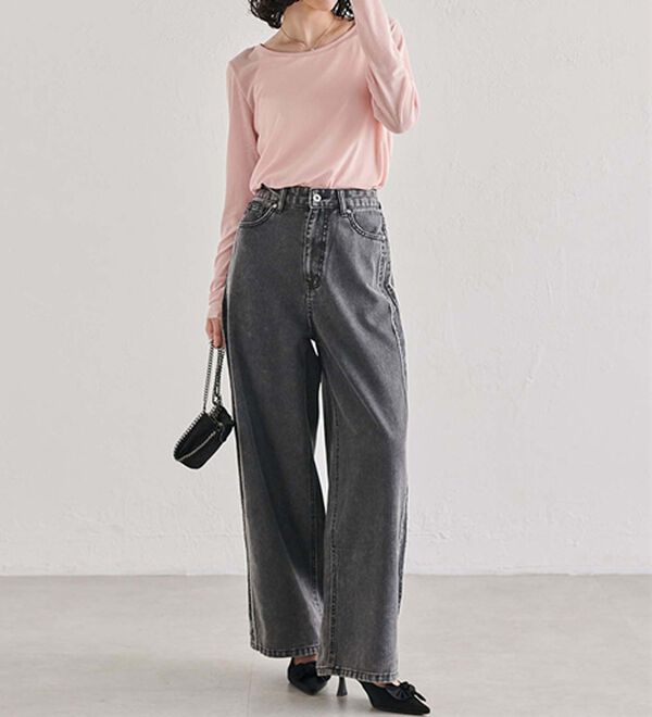 RANAN（ラナン）の「配色サイドフリンジワイドデニム（フルレングスパンツ）」｜詳細画像