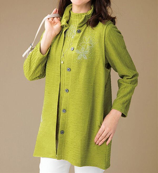 ルフラン（ルフラン）の「ストーン付ジャカードアンサンブル＜テエリア＞（アンサンブル）」｜オリーブ