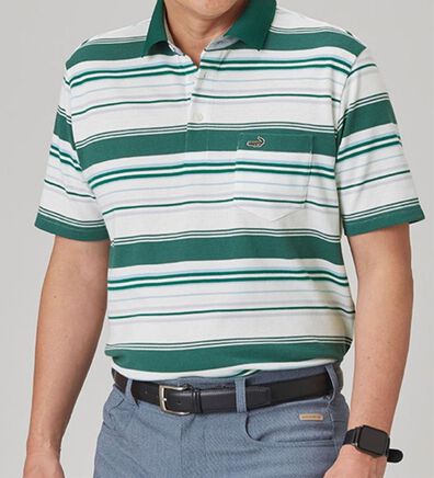 「＜クロコダイル＞マルチボーダーポロシャツ（メンズポロシャツ）」