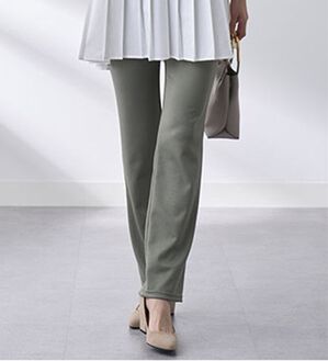 BELLUNA（ベルーナ）の「【裏起毛有無】ジャストフィットらくらくパンツ（フルレングスパンツ）」｜オリーブ