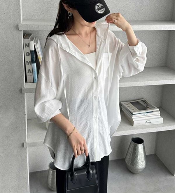 GeeRA（ジーラ）の「フード付きオーバーサイズシャツ（シャツ）」｜詳細画像