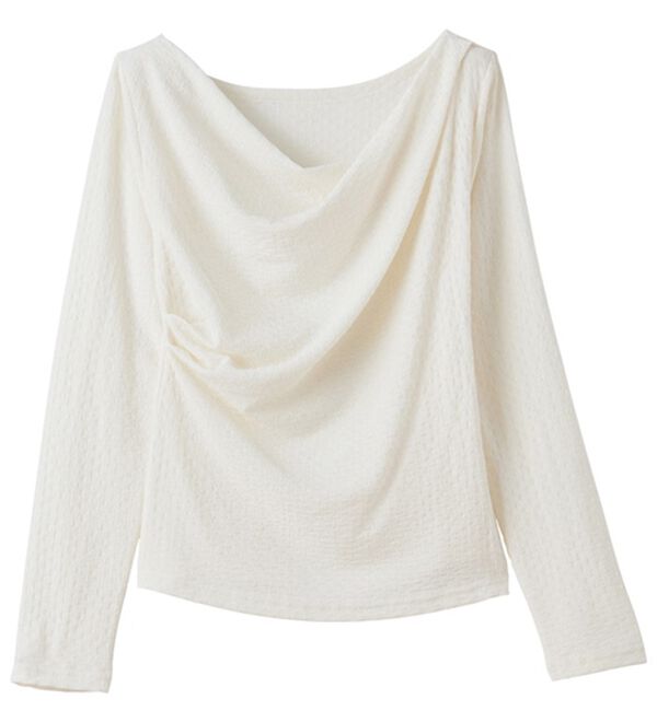 GeeRA（ジーラ）の「ジャガード素材ドレープカットソー（カットソー）」｜詳細画像