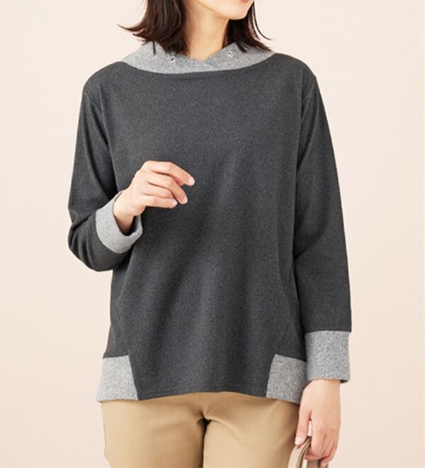 BELLUNA（ベルーナ）の「ワイドネックデザイン配色切替プルオーバー（カットソー）」｜詳細画像