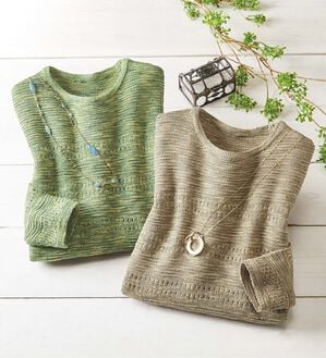 ルフラン（ルフラン）の「【２色組】柔らか綿混素材♪デザインニットチュニック（ニット・セーター）」｜詳細画像