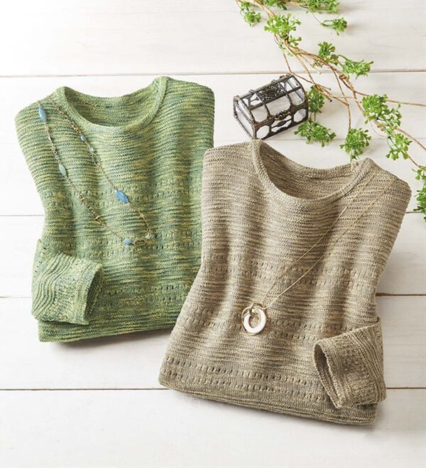 ルフラン（ルフラン）の「【２色組】柔らか綿混素材♪デザインニットチュニック（ニット・セーター）」｜詳細画像