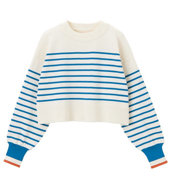 GeeRA（ジーラ）の「さらっと素材パネルボーダーショートニット（ニット・セーター）」｜詳細画像