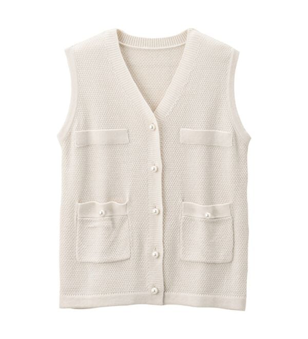alotta（アロッタ）の「パール調ボタン付ツイード見えニットベスト（ベスト）」｜詳細画像