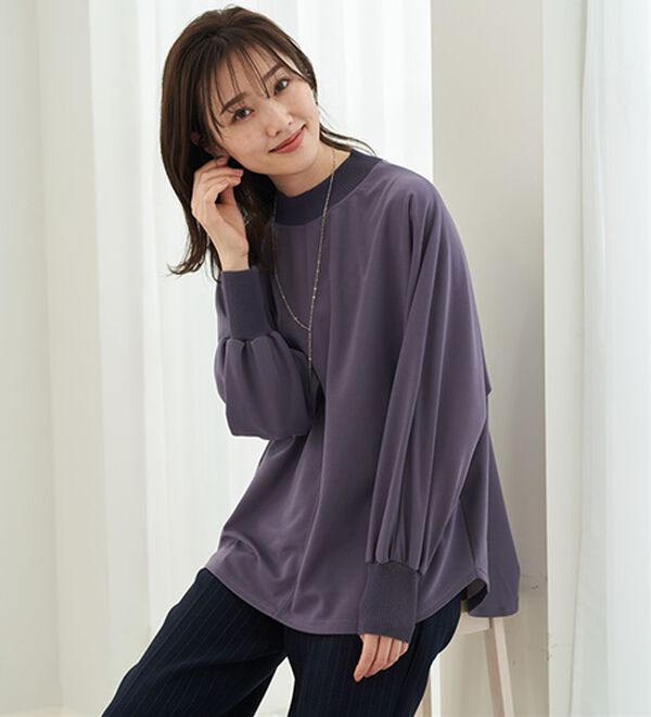 BELLUNA（ベルーナ）の「Ｔシャツ感覚なのにきちんとブラウス見え！カットジョーゼットプルオーバー（ブラウス）」｜詳細画像