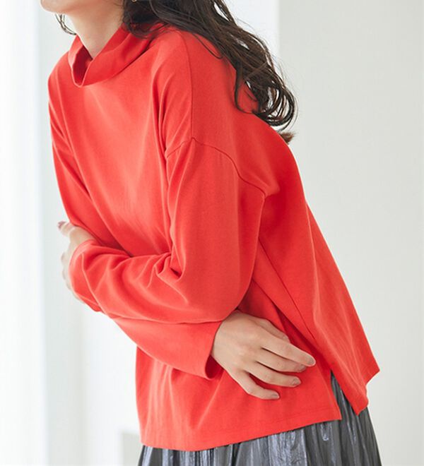 RANAN（ラナン）の「＜ＢＣ＞綿１００％&times;吸湿発熱！あったかタートルネック（カットソー）」｜オレンジ