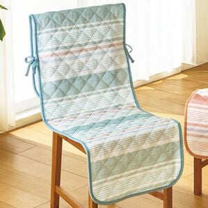 「綿混先染めしじらチェアカバー４枚組（チェアカバー・チェアパッド）」｜グリーン