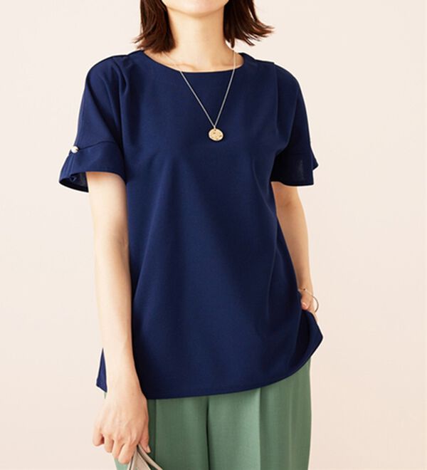 BELLUNA（ベルーナ）の「ジョーゼット素材袖パールブラウス（ブラウス）」｜詳細画像