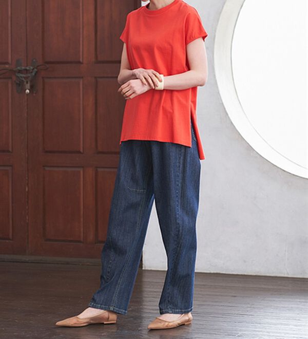 RANAN（ラナン）の「きれい見え麻入りカーブデニム（フルレングスパンツ）」｜詳細画像