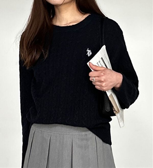 RANAN（ラナン）の「＜U.S.POLO ASSN.ユーエスポロアッスン＞ ワンポイントケーブルニット（ニット・セーター）」｜詳細画像