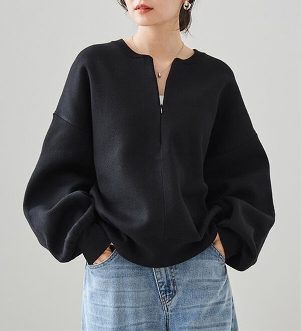 RANAN（ラナン）の「ハーフジップスウェットライクニット（ニット・セーター）」｜詳細画像