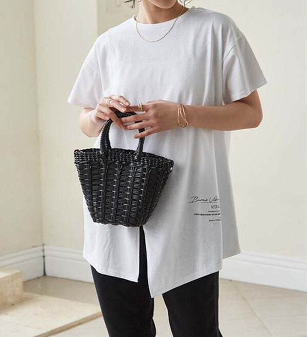 RANAN（ラナン）の「【接触冷感】ロゴプリントチュニックTシャツ（Tシャツ）」｜詳細画像