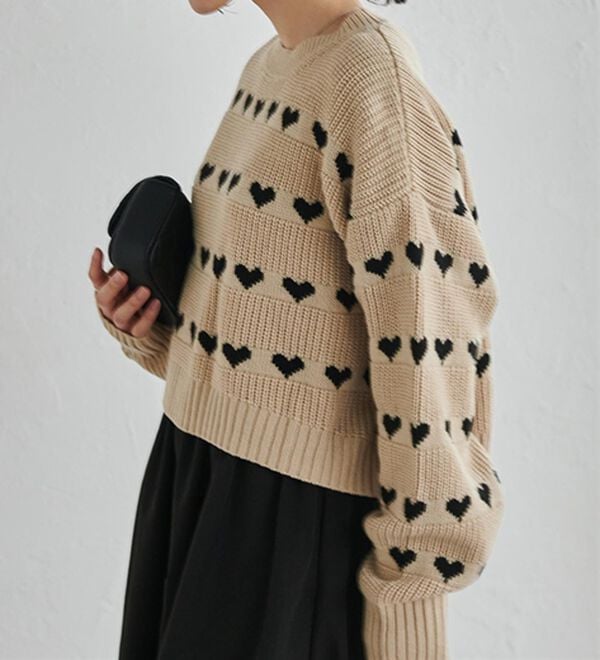 RANAN（ラナン）の「ハートライン柄ニットプルオーバー（ニット・セーター）」｜詳細画像