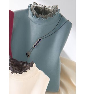 「配色フリルレースの上品インナー（肌着・インナーウェア）」｜ブルーグレー