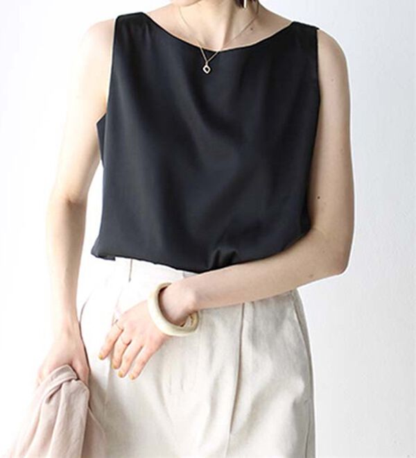 GeeRA（ジーラ）の「前後２ｗａｙヴィンテージサテンノースリーブ（タンクトップ・キャミソール）」｜詳細画像