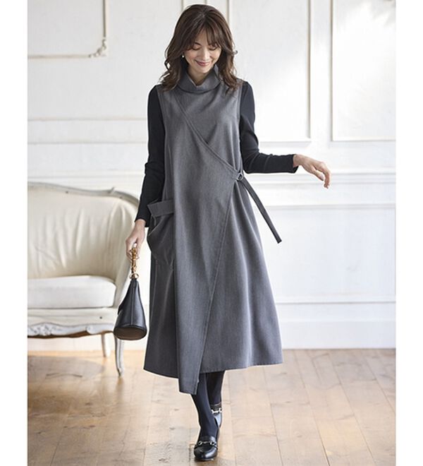 BELLUNA（ベルーナ）の「気分が上がる♪ハイネックデザインワンピース（その他ワンピース）」｜詳細画像