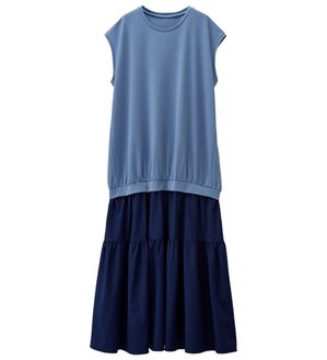 RANAN（ラナン）の「ティアードドッキングワンピ（ドッキングワンピース）」｜ブルー系