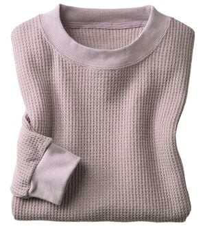 「＜シンプル＆プラス＞裏起毛ワッフルロングＴシャツ（メンズＴシャツ）」｜ラベンダー