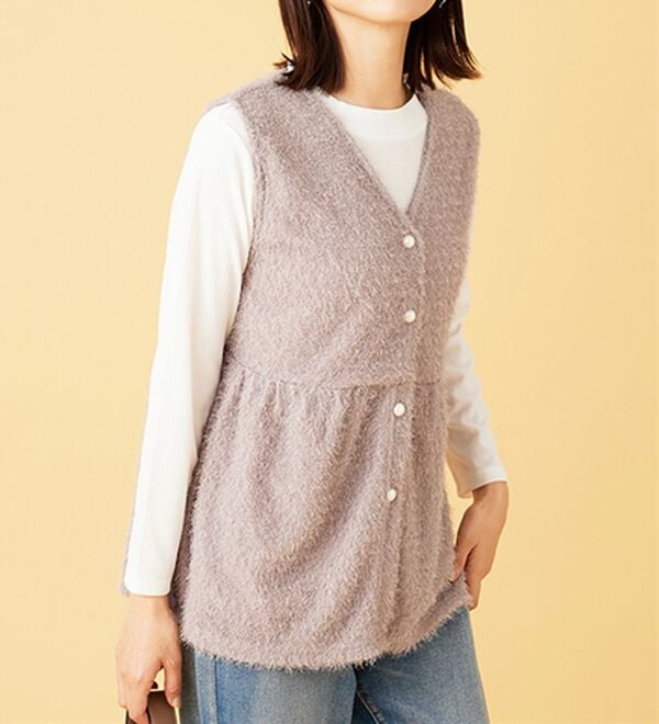 BELLUNA（ベルーナ）の「【2点セット】ラメシャギー素材ベストアンサンブル（アンサンブル）」｜詳細画像