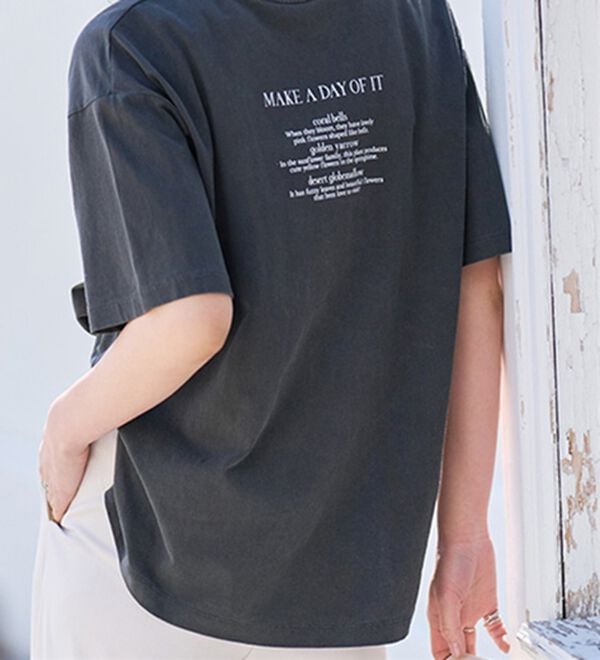 RANAN（ラナン）の「ヴィンテージライクロゴTシャツ（カットソー）」｜チャコールロゴ