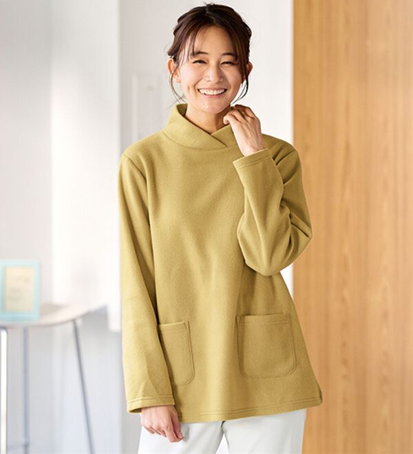 BELLUNA（ベルーナ）の「毎日着られる！快適フリースチュニック（チュニック）」｜イエロー