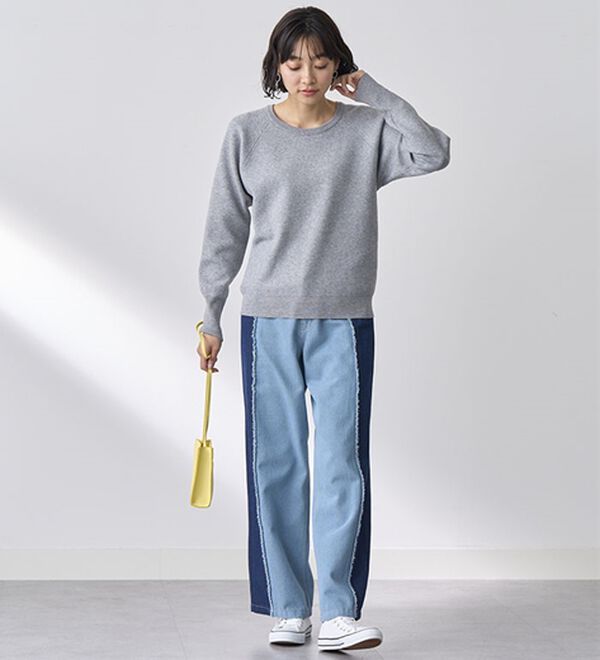 BELLUNA（ベルーナ）の「細見せ！フリンジデニムパンツ（フルレングスパンツ）」｜詳細画像