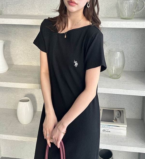 GeeRA（ジーラ）の「【ＵＳ．ＰＯＬＯ．ＡＳＳＮ】アシメネックリブカットソーワンピース（その他ワンピース）」｜詳細画像