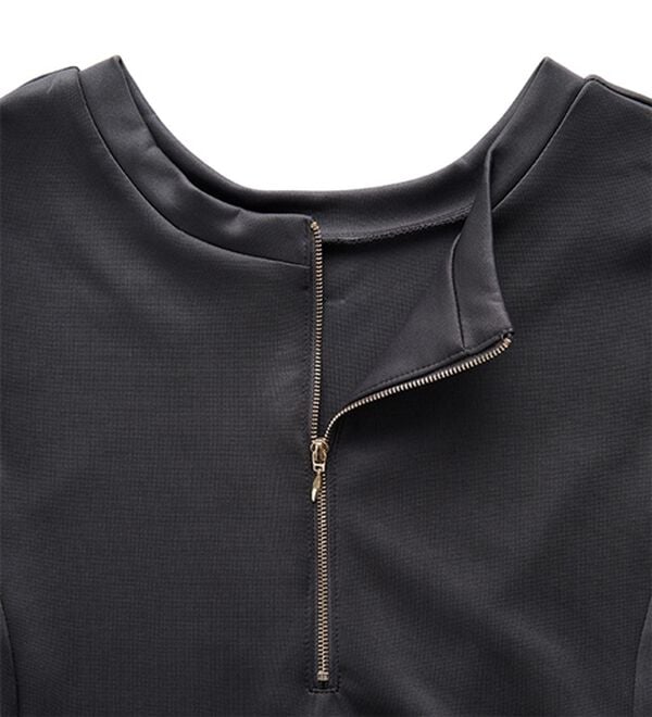 GeeRA（ジーラ）の「【再入荷】1枚で決まる！ハーフジップフレアワンピース（カットソーワンピース）」｜詳細画像